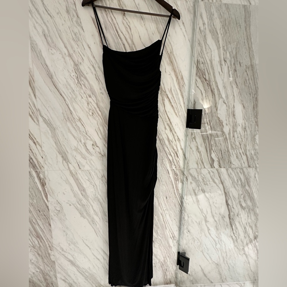 Bec & Bridge Black Ruched Swoop Dress - Size US 4 / AUS 8